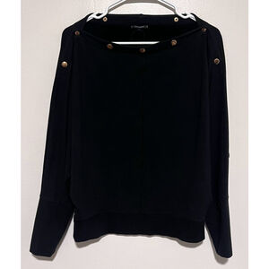 Stella & Dot The Weekend Top Women’s Large Black Dolman Sleeve Gold Snaps NWOT